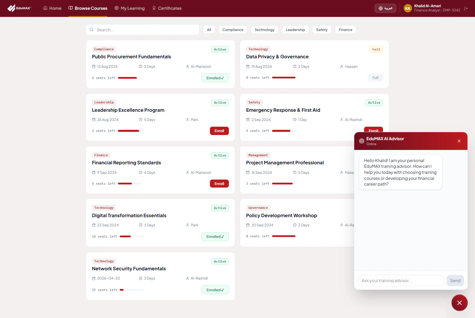 EduMAX: Learner course discovery and AI Advisor