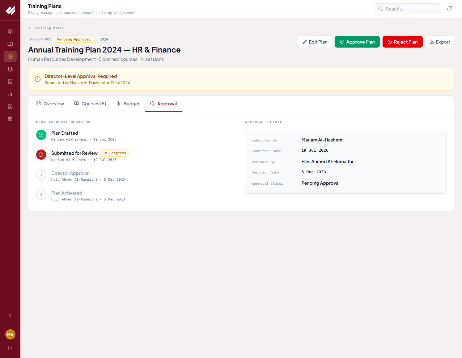 EduMAX: Recorded plan approval