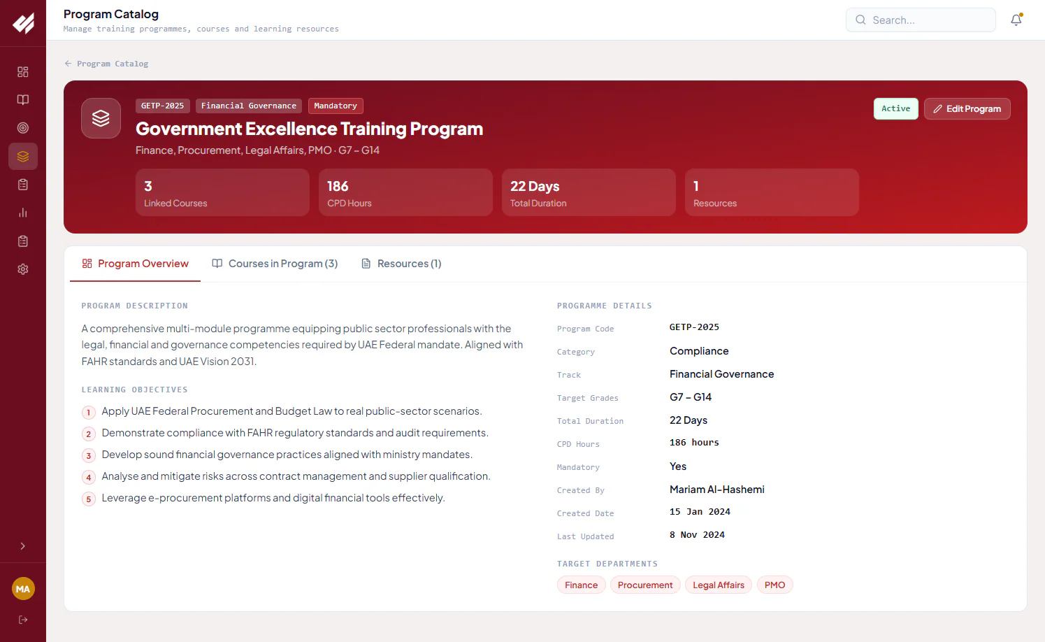 EduMAX: Governed programme catalog